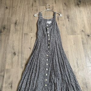 Michaels Black Floral Button-Front Maxi Dress